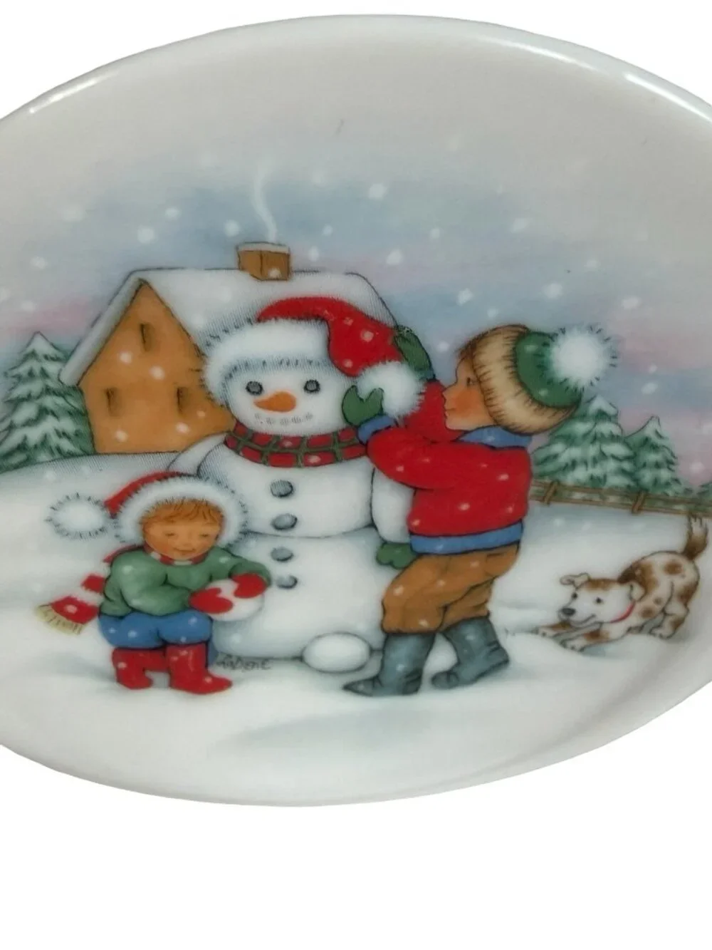 1991 Hallmark Keepsake Ornament Let It Snow Collector's Plate Fifth in Series Po